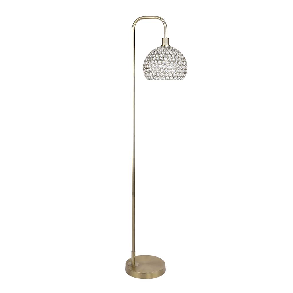 62 in. Metal Floor Lamp w/ Slim-line Arched Design and Crystal Bling Shade