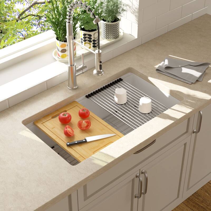 Lordear Undermount Kitchen Quartz Sink Workstation Composite Sink Solid Surface