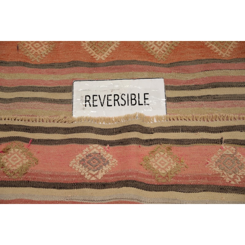 Hand Woven Oriental 100% Wool Carpet Southwestern Tribal Multi-Colored Kilim Area Rug - 9' 0'' X 6' 1''