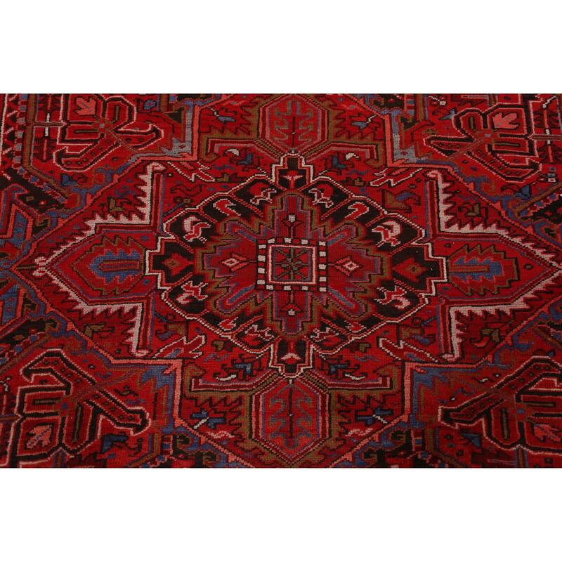 Hand Knotted Oriental 100% Wool Carpet Traditional Medallion Red Heriz Area Rug - 12' 1'' X 9' 9''