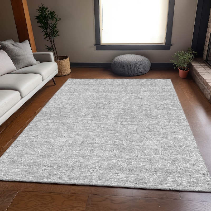 Premium Washable Super Soft Traditional Borderless Mayfield Rug - Silver - 10' x 14'