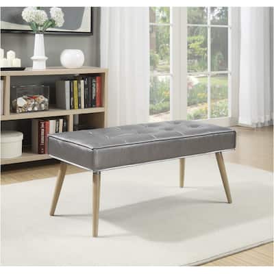 Amity Bench in Sizzle Fabric with Solid Wood Legs