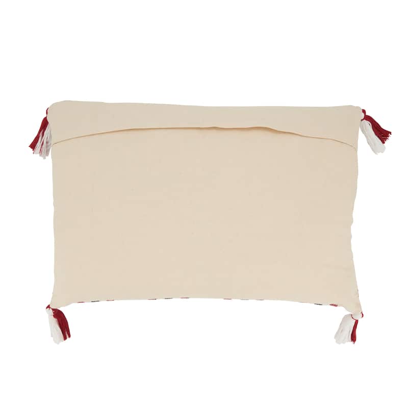 Tasseled Plaid Outdoor Throw Pillow