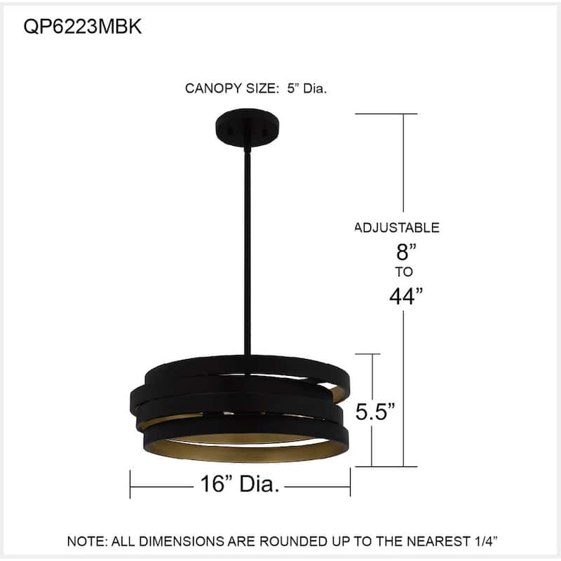 Berner 3-Light Matte Black Pendant Light