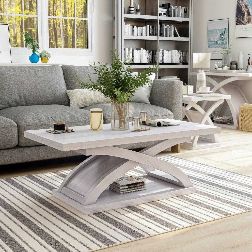 Hali Contemporary 48-inch Wood Single-Shelf Coffee Table by Furniture of America