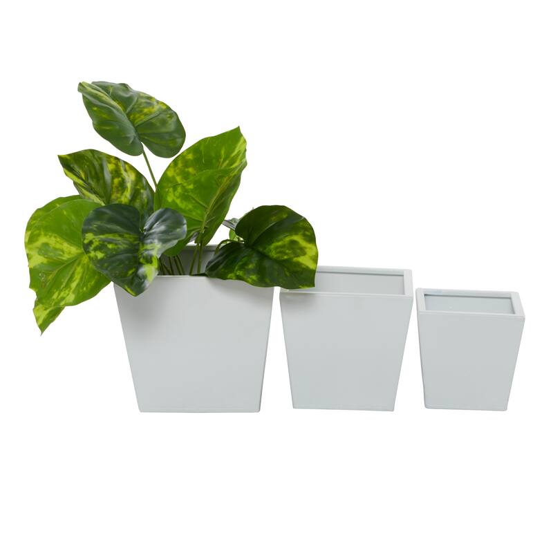 White Metal Modern Planter (Set of 3) - S/3 7", 11", 5"H