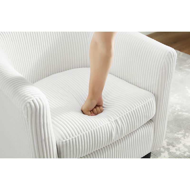 Modern Accent Chair,Upholstered Arm Chair Linen Corduroy Single Sofa Chair with Ottoman Foot Rest Comfy Armchair