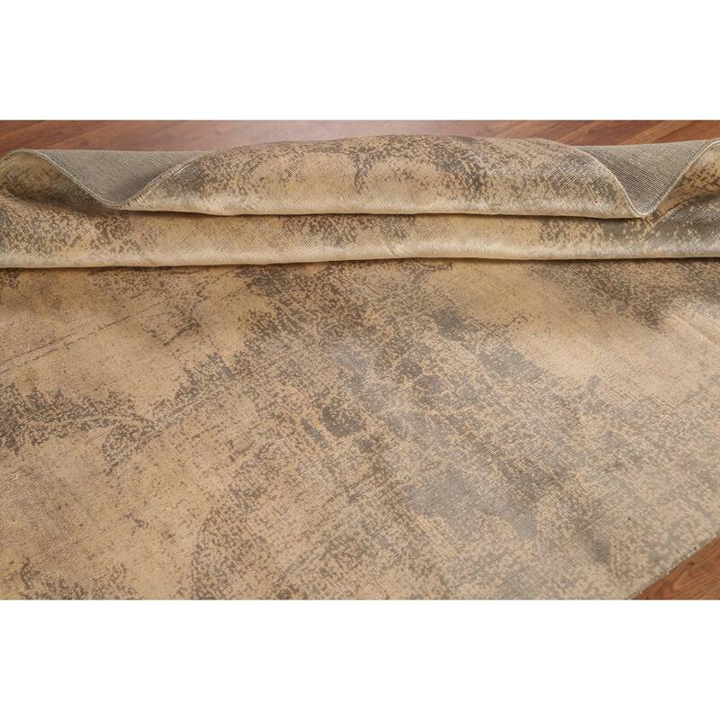 Yellow Abstract Modern Area Rug Handmade Wool Carpet - 5'8"x 7'11"