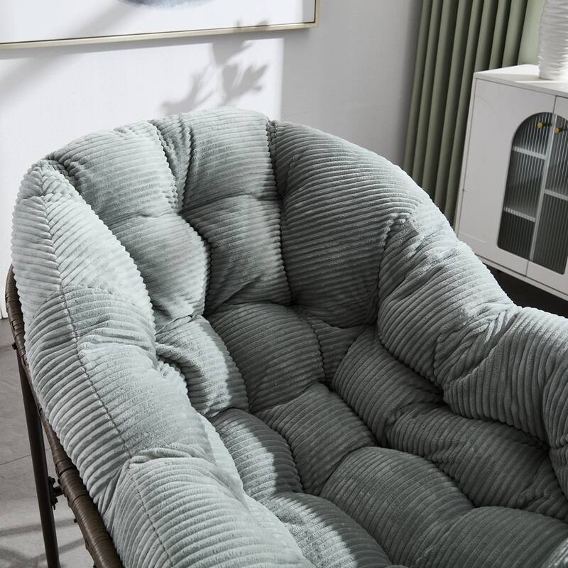 Rocker Recliner Chair Rattan Rocking Chair with Padded Cushion