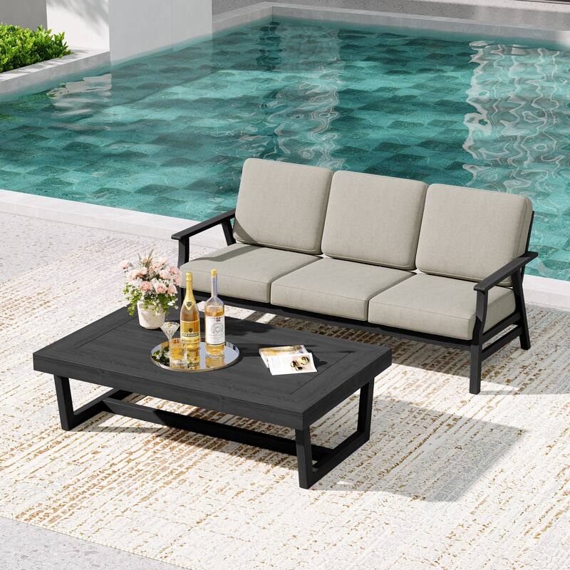 2-Piece Teak Outdoor Sofa Set with Table