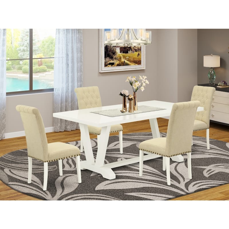 Gothic Glamour 5-Piece Dinette Set - Kitchen Table with 4 Parson Chairs - Modern Dining Room Furniture - 72
