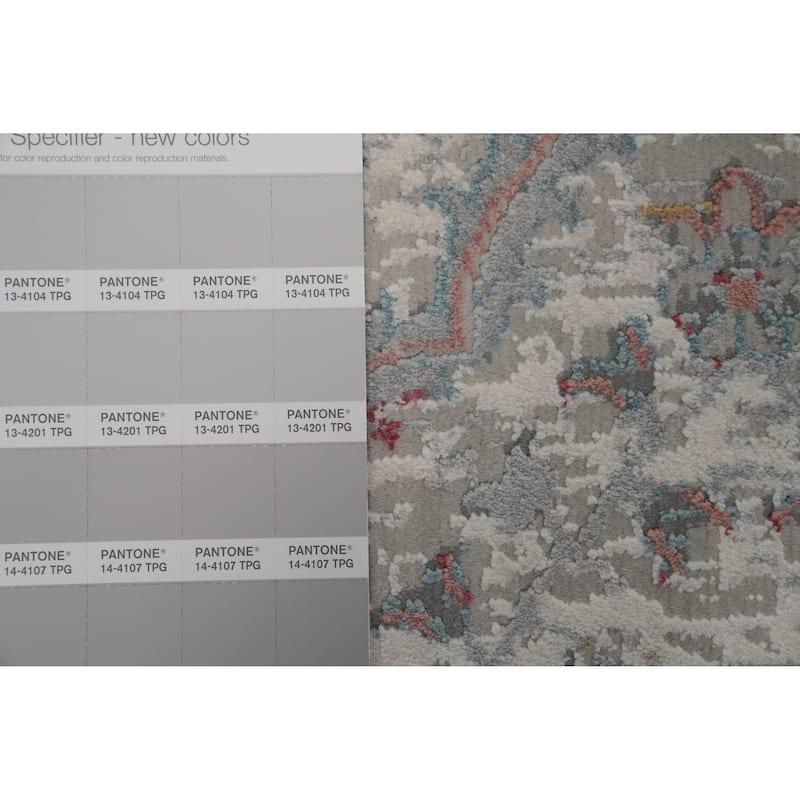 Machine Made Oriental Polyester Carpet Traditional All-Over Greys & Charcoal Agra Area Rug - 7' 5'' X 5' 2''