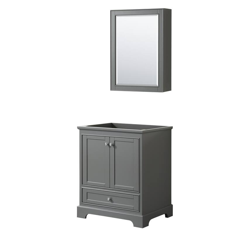Wyndham Collection Deborah 29-1/4" Free Standing Single Wood Vanity - Dark Gray / Polished Chrome Hardware