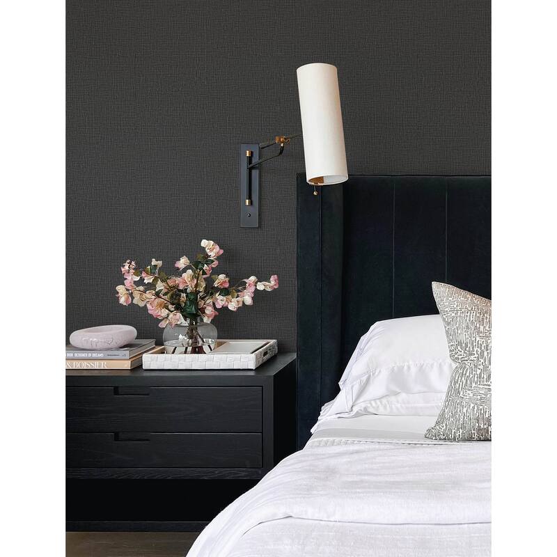 Advantage Eagen Black Linen Weave Wallpaper