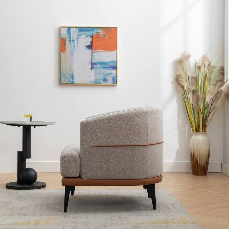 Modern Two-tone Barrel Fabric Upholstered Armchair for Living Room