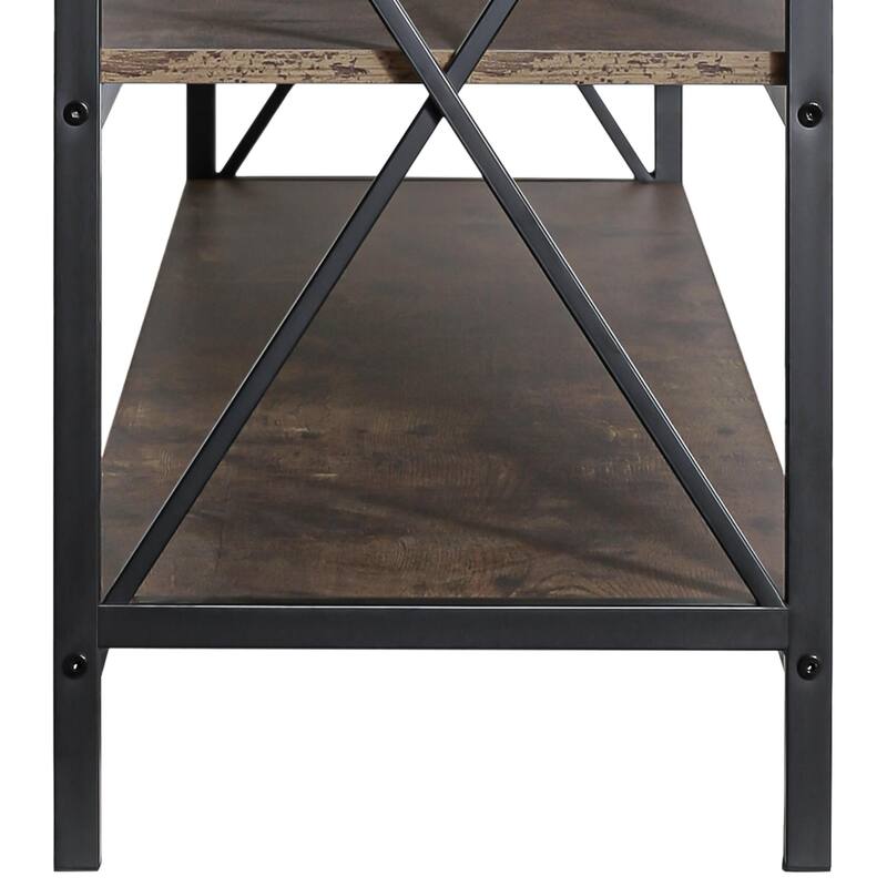 Industrial 57.8-Inch Wide Wood TV Stand Media Console