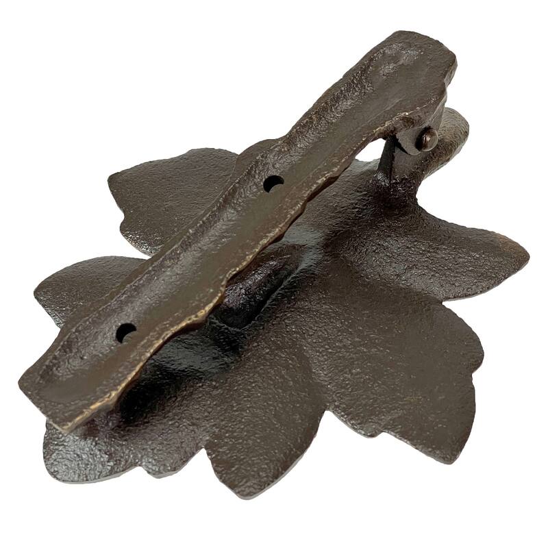 Bronze Finish Cast Iron Leaf Face Door Knocker - Artistic Entry Decor - 6 X 5 X 2 inches