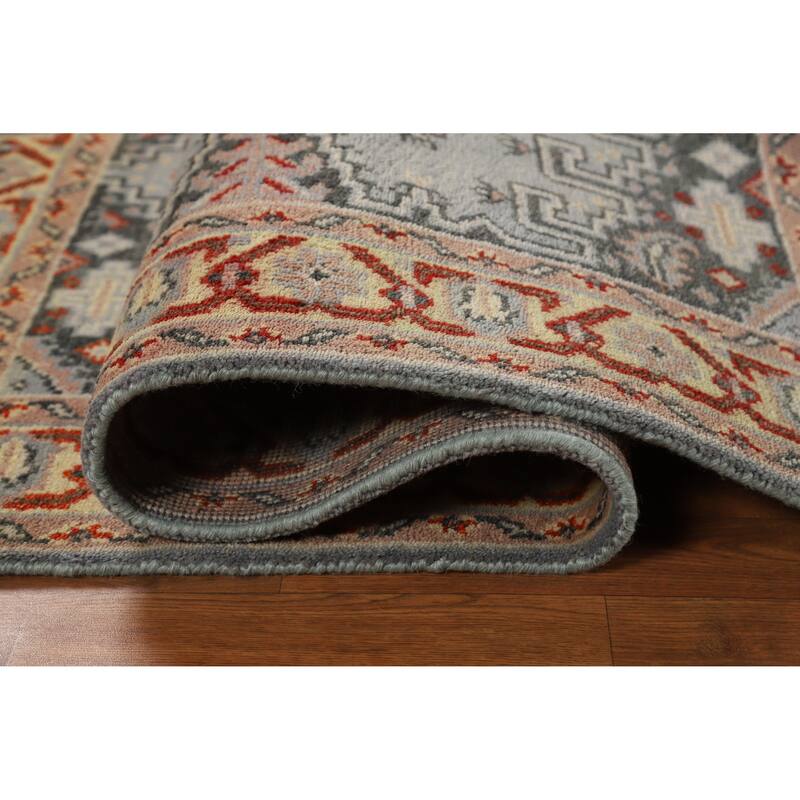 Hand Knotted Oriental 100% Wool Carpet Traditional Geometric Greys & Charcoal Viss Area Rug - 6' 0'' X 4' 0''