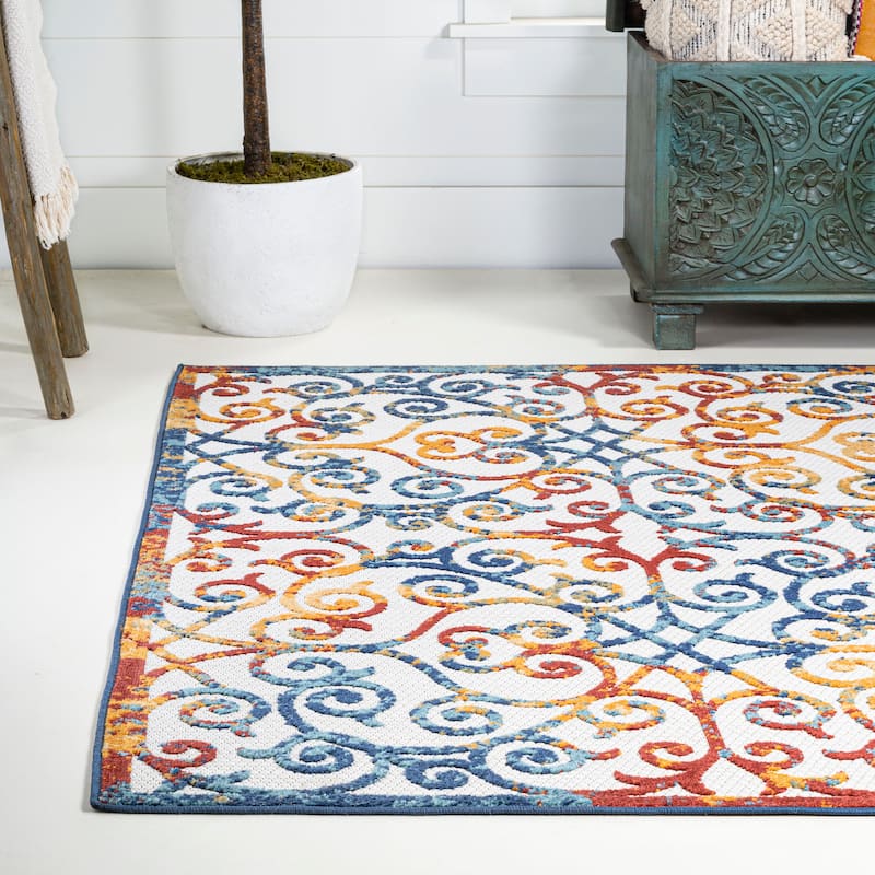 JONATHAN Y Cetara Scroll Trellis Indoor/Outdoor Area Rug