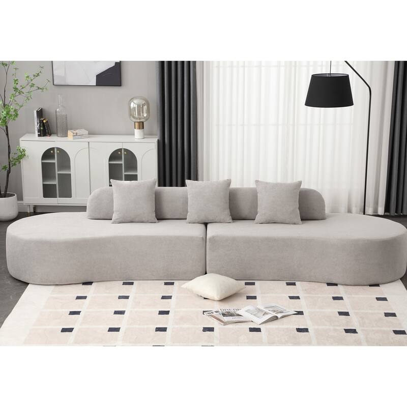 Modern Curved Combination Sofa,Terrycloth Fabric Sofa, Minimalist Sofa