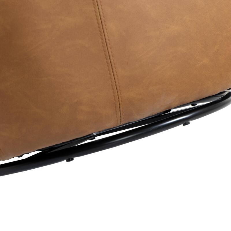 2 Set Faux Leather Club Swivel Barrel Accent Chair