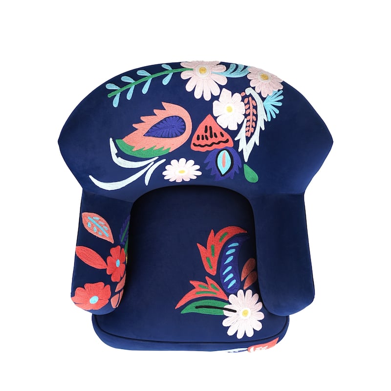 Nico Floral Embroidered Velvet Upholstered Accent Chair by Sevita