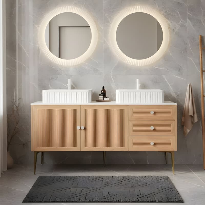 Freestanding Bathroom Vanity with Rectangular Ceramic Basin