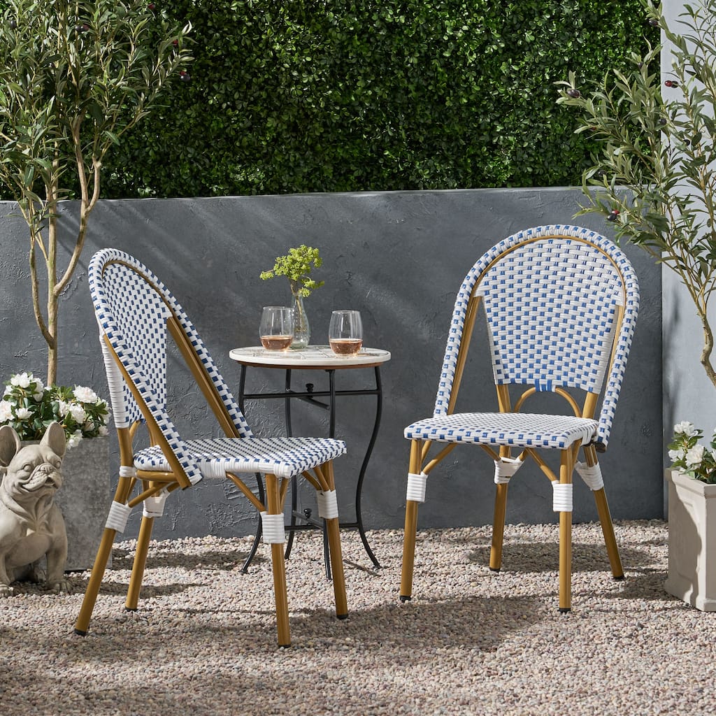 Elize Outdoor French Cafe Style Chairs (Set of 2) by Christopher Knight Home