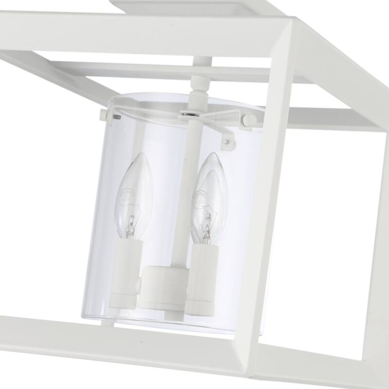 Golden Lighting Smyth 3-light 12"H Semi-Flush Mount in Natural White and Clear Glass - Natural White - 3-Light 12" Semi-flush