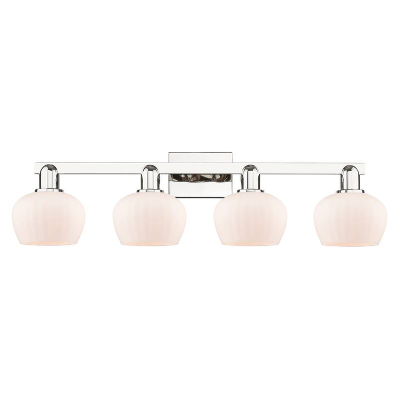 Innovations Lighting Endless Possibilities Arcadia - Fenton - 4 Light 34" Bath Vanity Light - Polished Nickel/Matte White