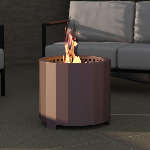 slide 2 of 25, Zephyr 19.5 inch Smokeless Outdoor Firepit, Natural Wood Burning Portable Fire Pit With Water Resistant Cover, Black Brown