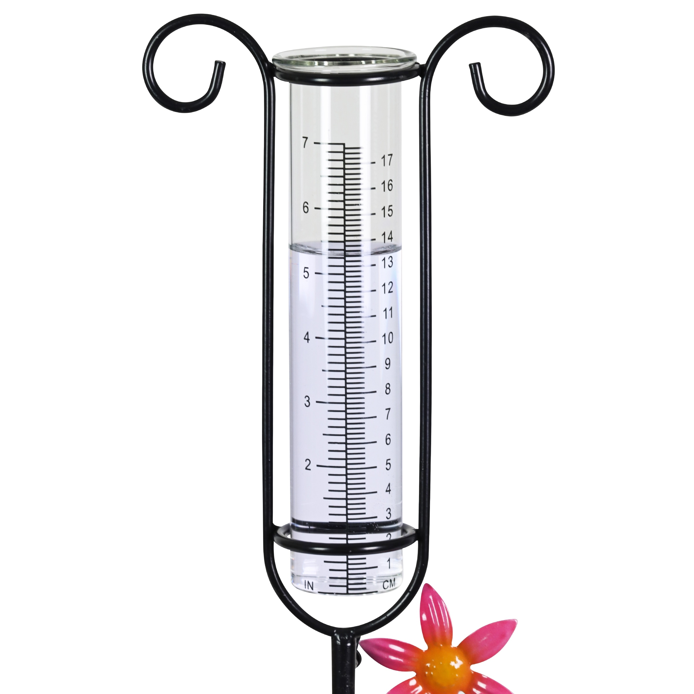 Spinning Purple Metal Flower Thermometer Garden Stake