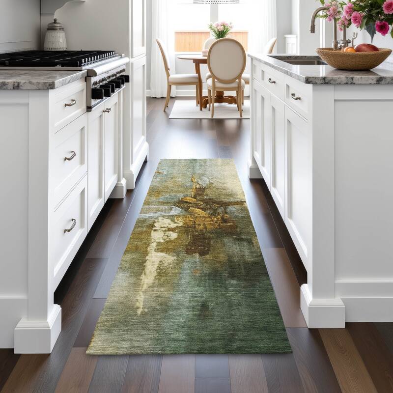 Machine Washable Indoor/Outdoor Modern Painters Touch Chantille Rug