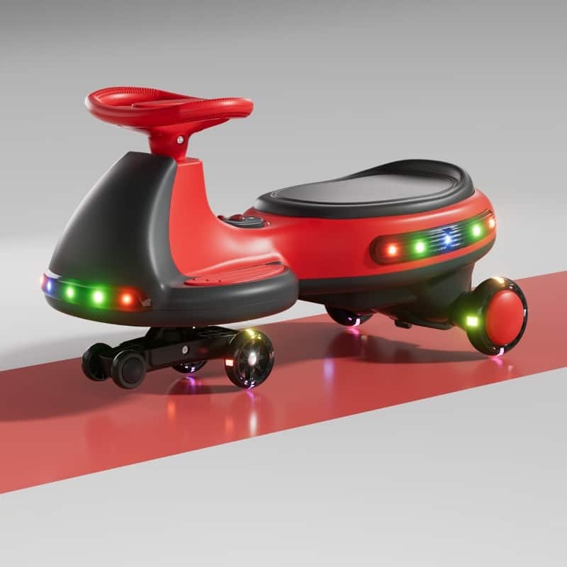 Kids Electric Ride On Car 12V Electric Wiggle Car, LED Lights, Music, Anti-Rollover for Boys and Girls Ages 3+ Indoor/Outdoor