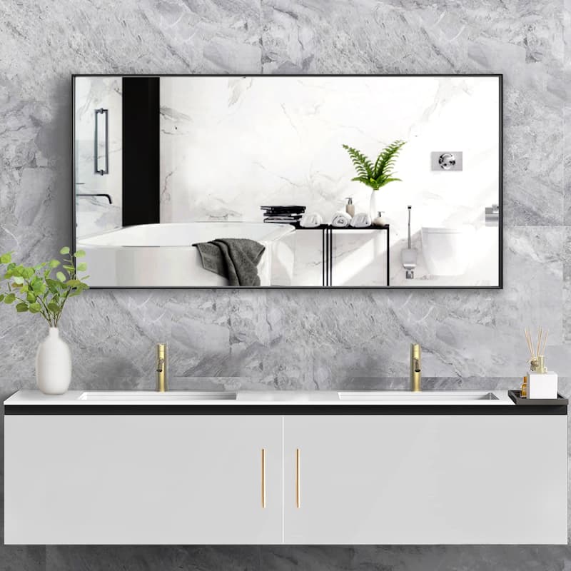 Ledel Framed Bathroom Vanity Mirror Rectangle Wall Mirror - 40"W x 20"H - Black