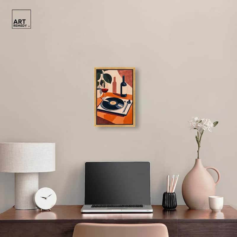 Vinyl and Wine Canvas by Art Remedy