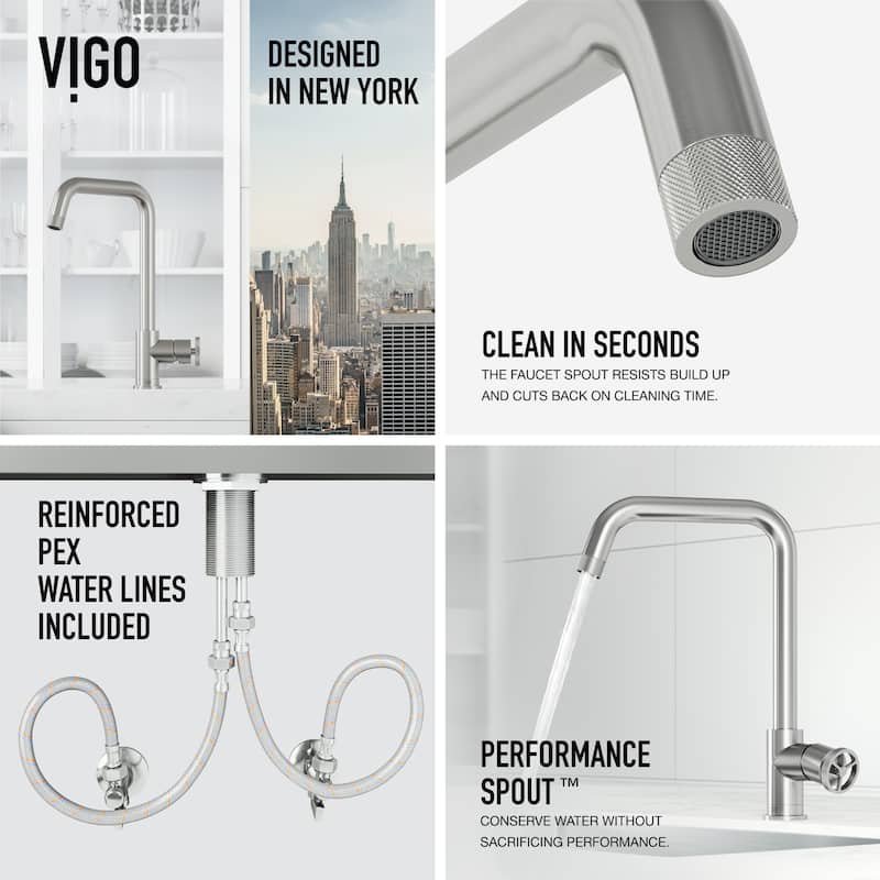 VIGO Cass Industrial 14" H Single Handle Kitchen Bar Faucet