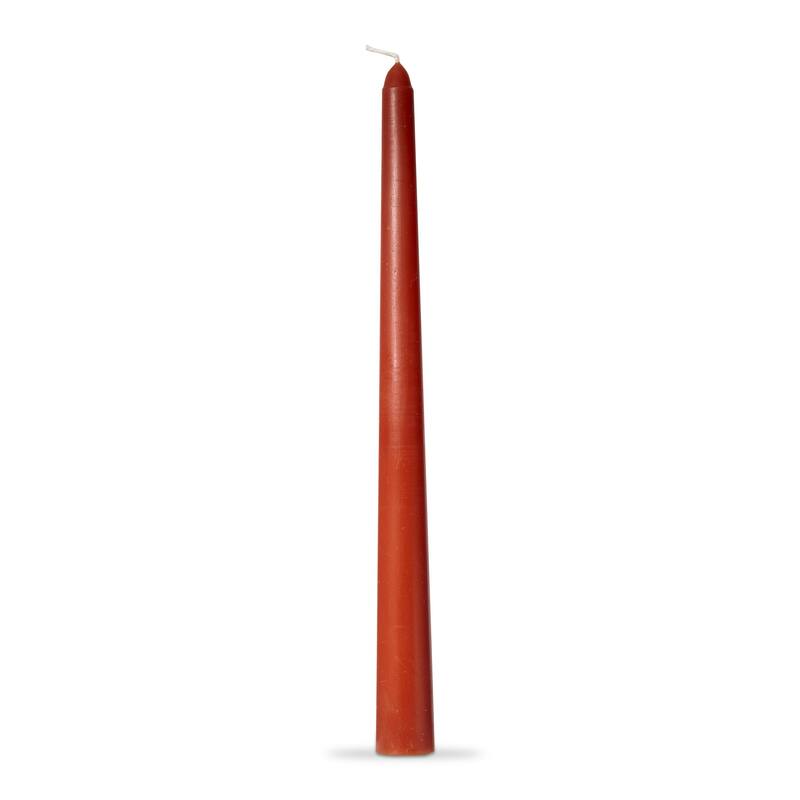 Color Studio 12" Traditional Taper Unscented Smokeless Paraffin Wax Candle Burnt Siena, Set of 4, Burn Time 8 hrs.