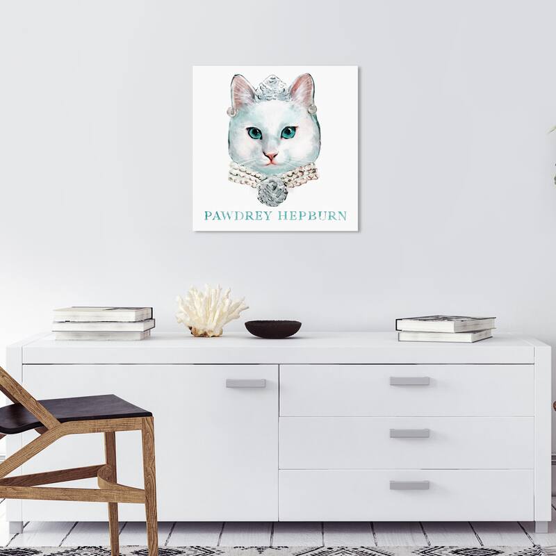 Wynwood Studio Canvas Animals Pawdrey Hepburn White and Tiffany Blue Glam Wall Art Canvas Print - 20 x 20