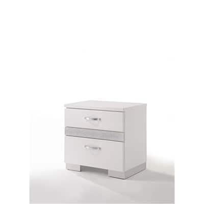 High Gloss White Nightstand with Three Drawers and Jewelry Storage - Modern Bedside Table