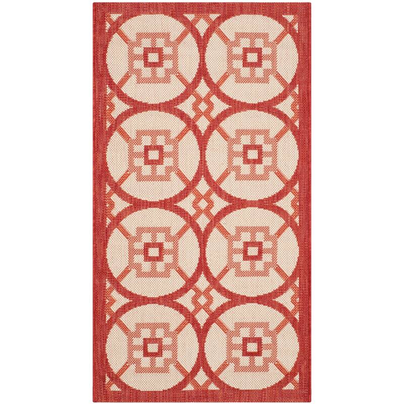 SAFAVIEH Courtyard Gaye Indoor/ Outdoor Waterproof Patio Backyard Rug - 2' x 3'7" - Beige/Red