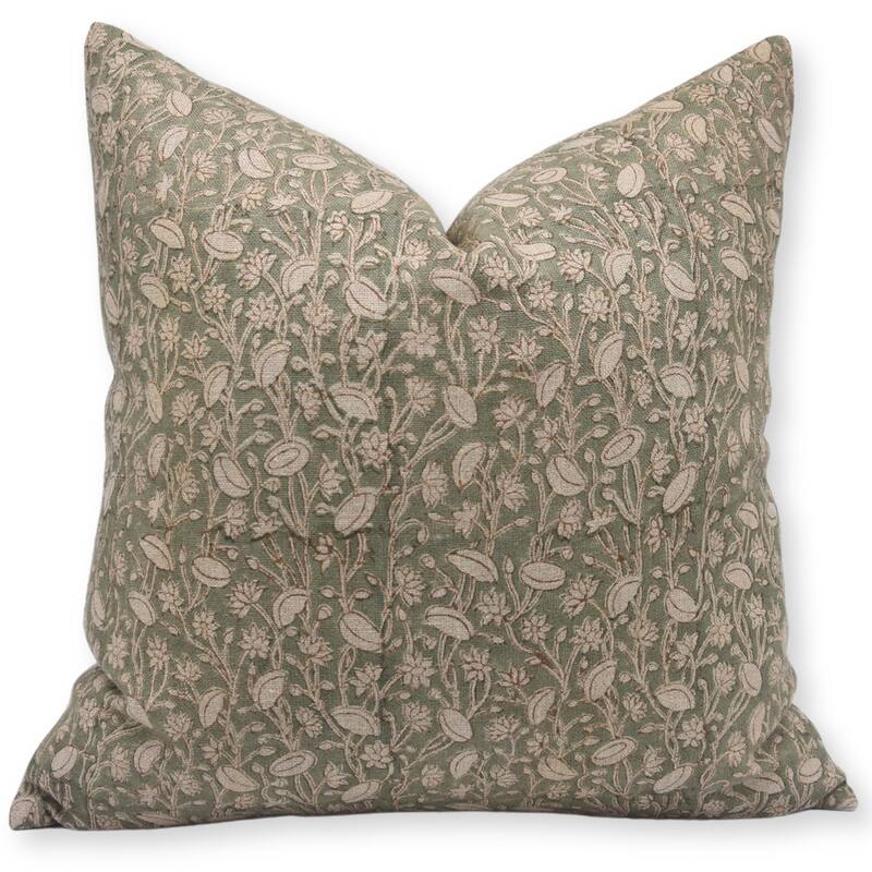 Linen Bohemian Block print pillow Cover - Pishta - Pillow Covers - 22" x 22"