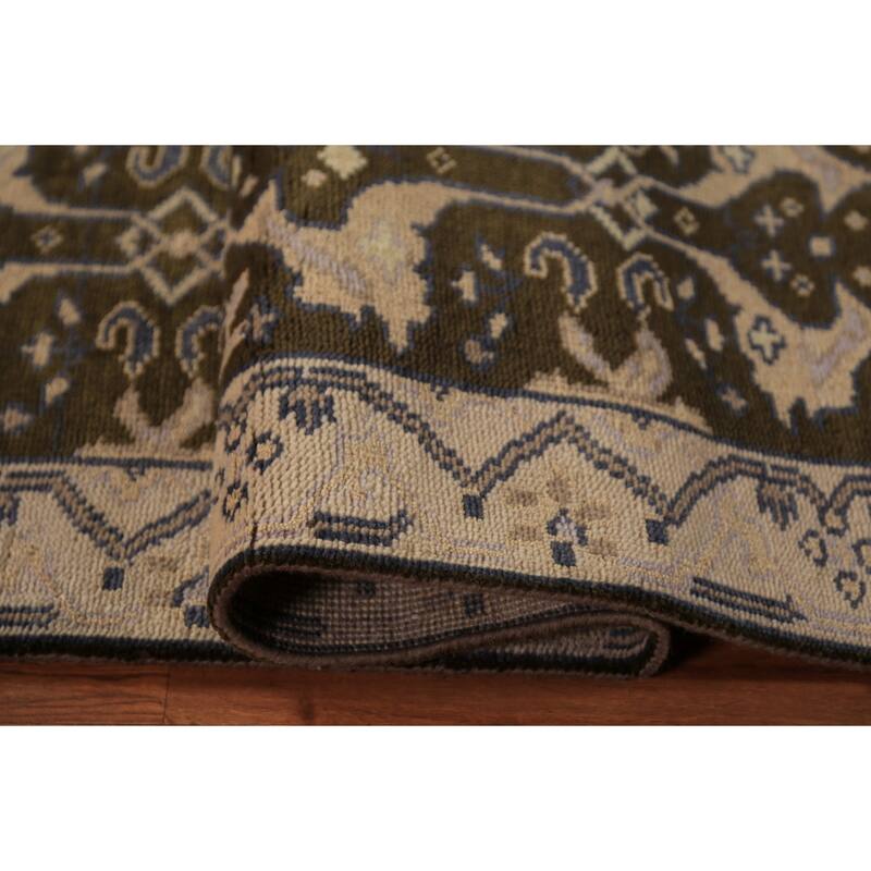 Brown Oushak Indian Runner Rug Handmade Wool Carpet - 2'7"x 9'8"