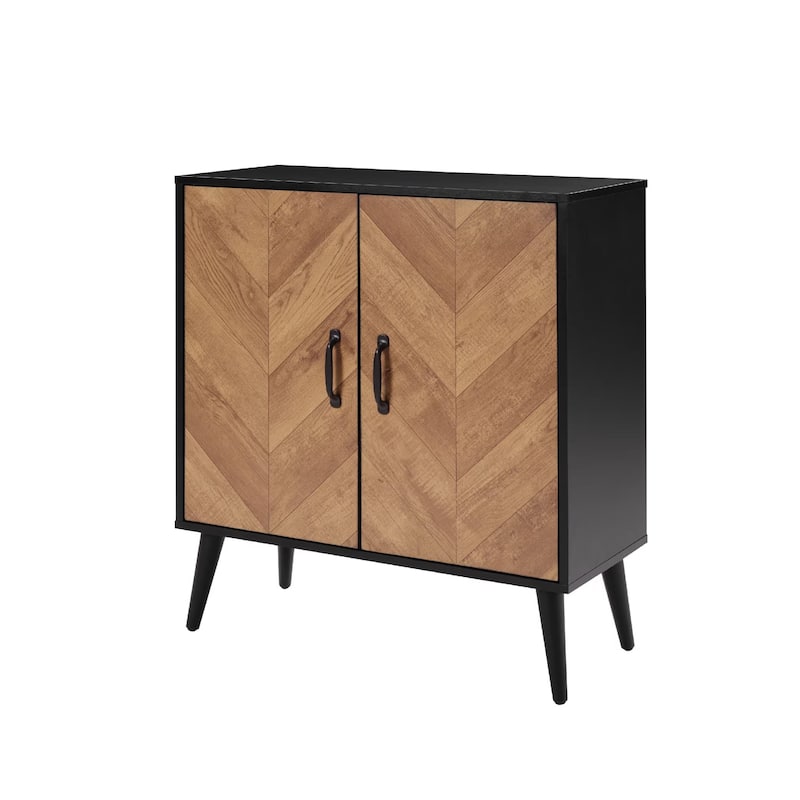 Homy Casa Herringbone Accent Cabinet, Adjustable Shelf, Living Sideboard