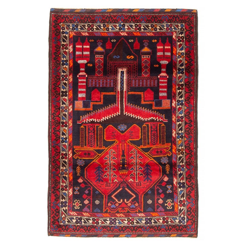Teimani Red Rug 2'10" x 4'6" - 2'10 x 4'6 - Red - 2'10 x 4'6