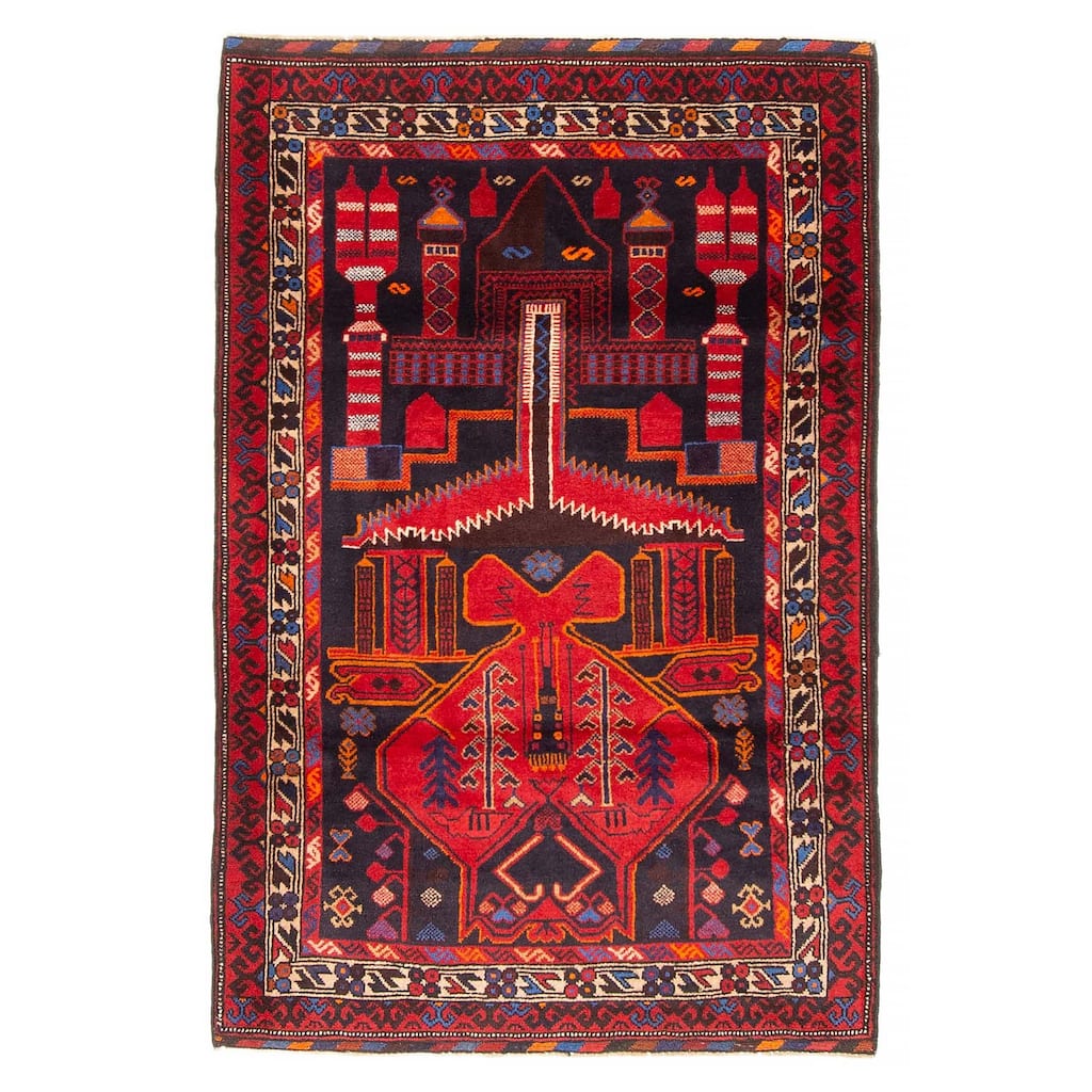 Teimani Red Rug 2'10" x 4'6" - 2'10 x 4'6
