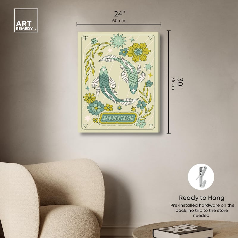 Pisces Stars Card Canvas by Art Remedy, Gallery Wrapped