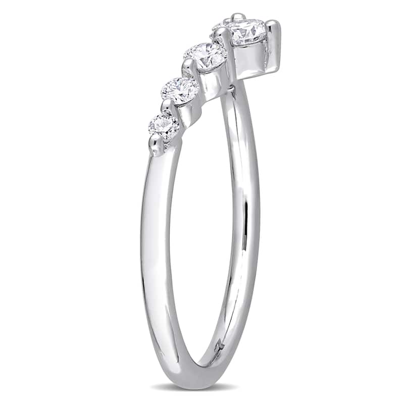 3/8ct TW Lab Created Diamond Semi-Eternity Ring in Platinum Plated Sterling Silver
