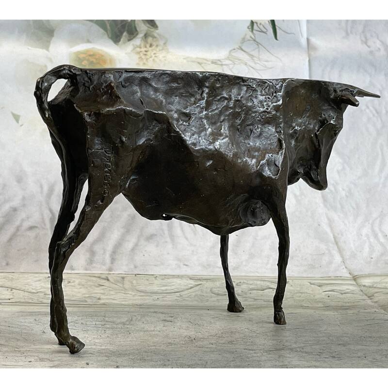 Pico Bronze Bull Sculpture Figurine Abstract Cubism Figurine Figure Art 6 Inches X 10 Inches