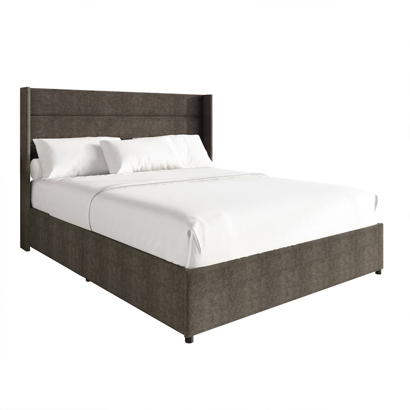 CraftPorch Modern Wingback Platform Lift Up Storage Bed